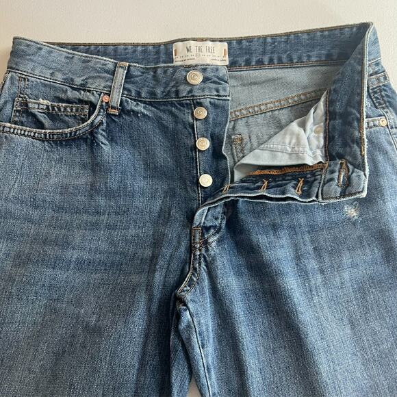 We The Free Jeans Womens Size 27 Mid Rise Distressed With Raw Hem Button Fly - Picture 6 of 10